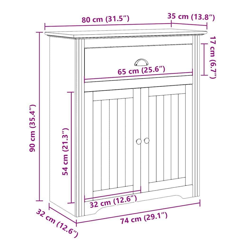 vidaXL Ντουλάπι διαδρόμου "BODO" Λευκό 80x35x90 cm