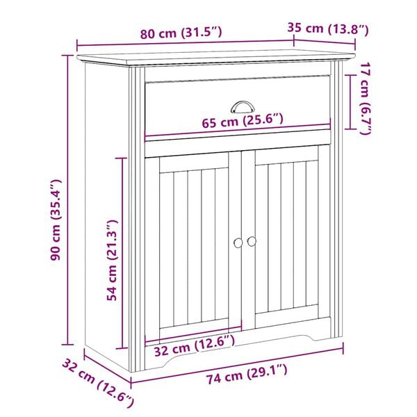 vidaXL Ντουλάπι διαδρόμου "BODO" Λευκό 80x35x90 cm