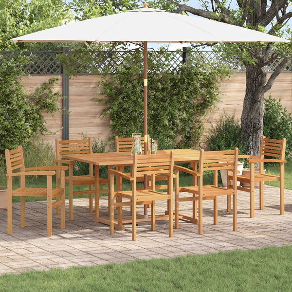 vidaXL Σέτ φαγητού για κήπο 7 pcs Καστανό Μασίφ ξύλο teak