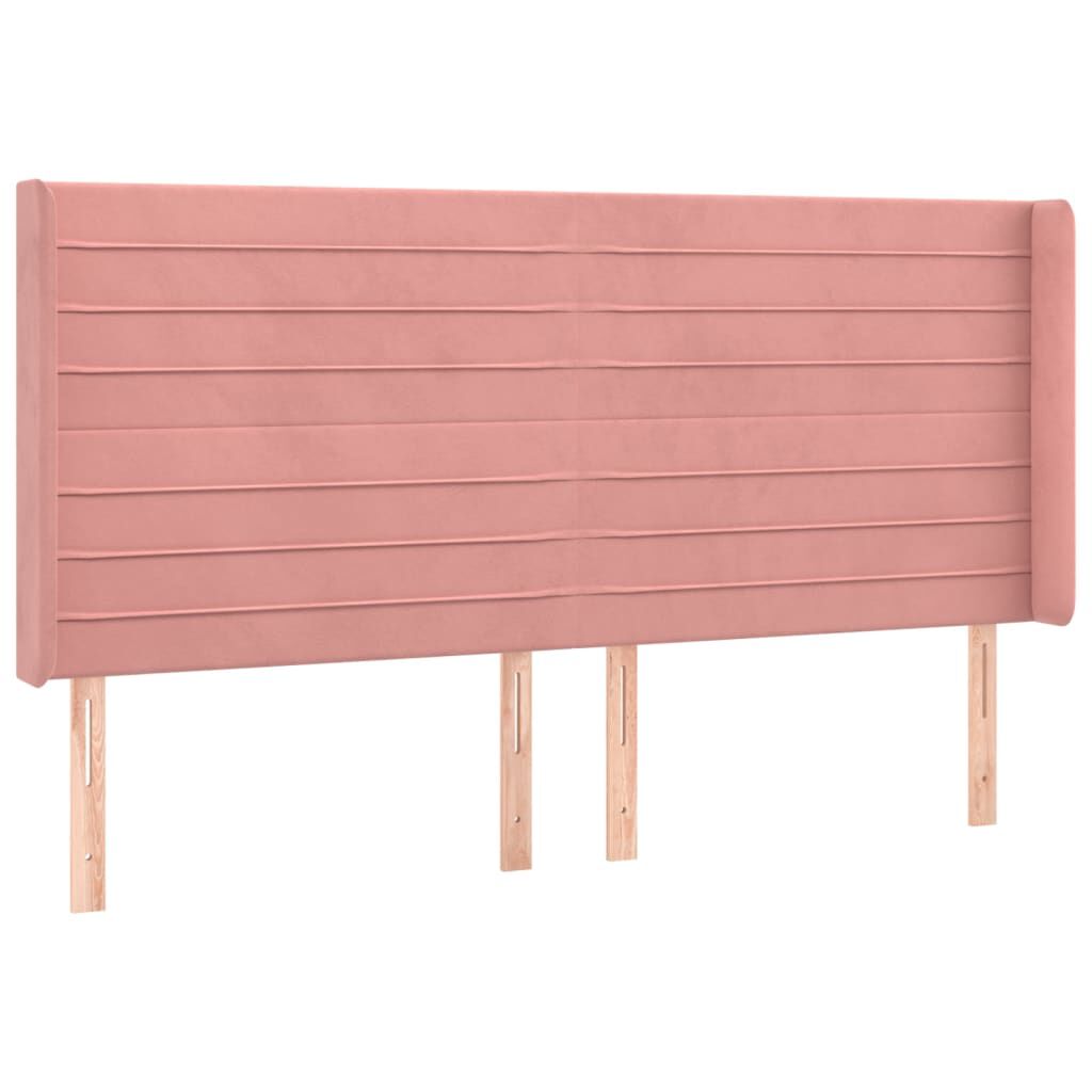 vidaXL Κρεβάτι Boxspring με Στρώμα & LED Ροζ 180x200 εκ. Βελούδινο