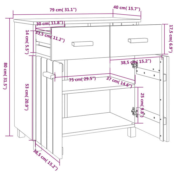 vidaXL Ντουλάπι Αποθήκευσης Ανοιχτό Γκρι 79x40x80 εκ Μασίφ Ξύλο Πεύκου