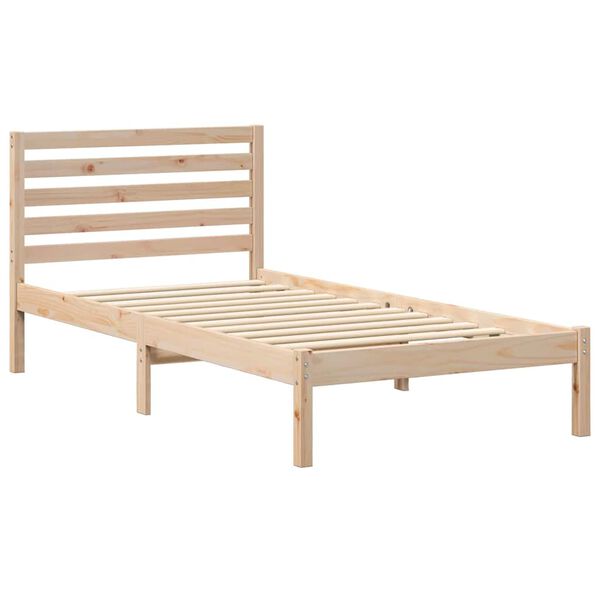 vidaXL Σκελετός Κρεβατιού Καφέ 75 x 190 cm Μασίφ ξύλο πεύκου