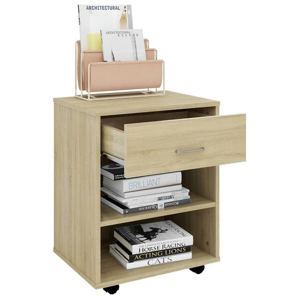 vidaXL Ντουλάπι Τροχήλατο Sonoma Δρυς 46 x 36 x 59 εκ. από Επεξ. Ξύλο