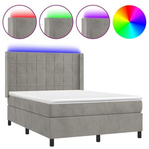vidaXL &Kappa;&rho;&epsilon;&beta;ά&tau;&iota; Boxspring &mu;&epsilon; &Sigma;&tau;&rho;ώ&mu;&alpha;&LED &Alpha;&nu;. &Gamma;&kappa;&rho;&iota; 140x190 &epsilon;&kappa;. &Beta;&epsilon;&lambda;&omicron;ύ&delta;&iota;&nu;&omicron;