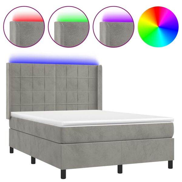 vidaXL &Kappa;&rho;&epsilon;&beta;ά&tau;&iota; Boxspring &mu;&epsilon; &Sigma;&tau;&rho;ώ&mu;&alpha;&LED &Alpha;&nu;. &Gamma;&kappa;&rho;&iota; 140x190 &epsilon;&kappa;. &Beta;&epsilon;&lambda;&omicron;ύ&delta;&iota;&nu;&omicron;