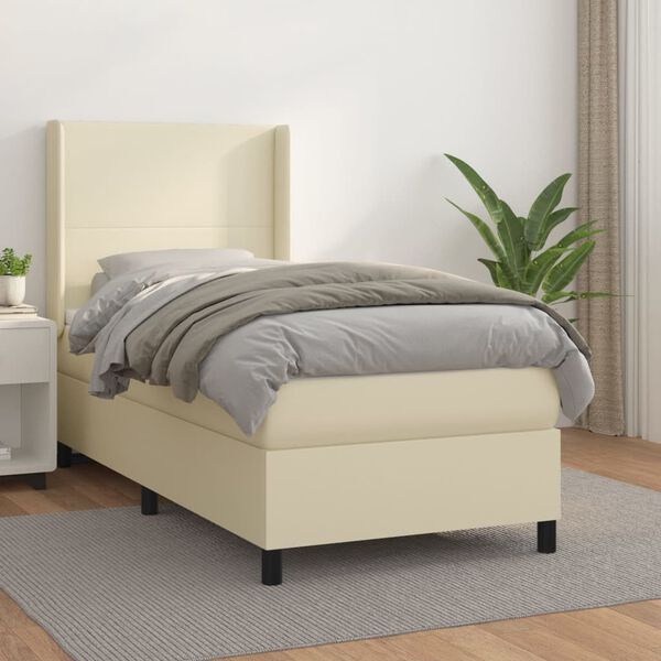 vidaXL &Kappa;&rho;&epsilon;&beta;ά&tau;&iota; Boxspring &mu;&epsilon; &Sigma;&tau;&rho;ώ&mu;&alpha; &Kappa;&rho;&epsilon;&mu; 90x190 &epsilon;&kappa;. &alpha;&pi;ό &Sigma;&upsilon;&nu;&theta;&epsilon;&tau;&iota;&kappa;ό &Delta;έ&rho;&mu;&alpha;