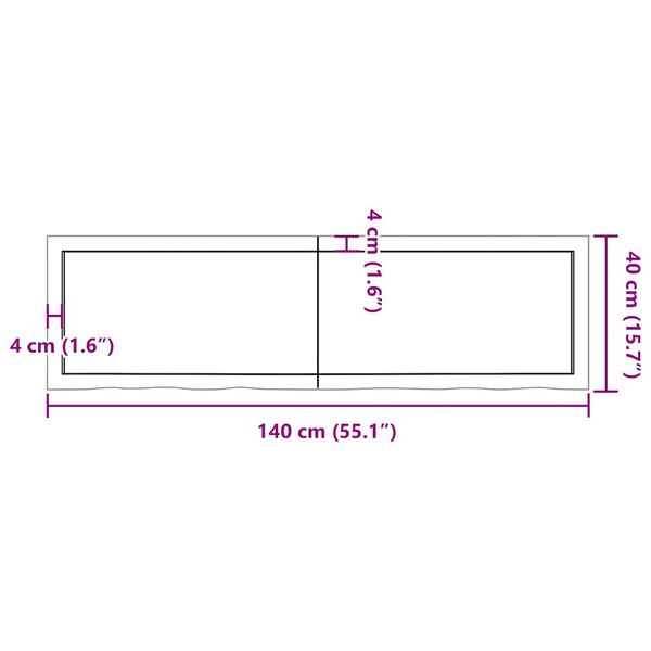 vidaXL Ράφι Τοίχου Σκούρο Καφέ 140x40x(2-4) εκ. Επεξ. Μασίφ Ξύλο Δρυός