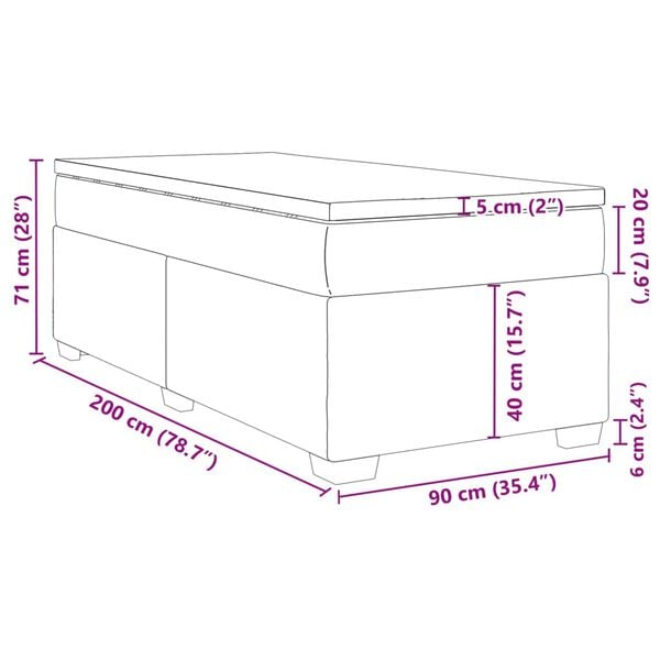 vidaXL Κρεβάτι Boxspring με Στρώμα Μαύρο 90x200 εκ. Βελούδινο