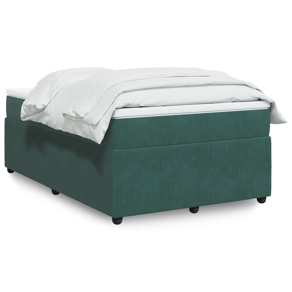 vidaXL Κρεβάτι Boxspring με Στρώμα Σκούρο Πράσινο 120x200εκ. Βελούδινο