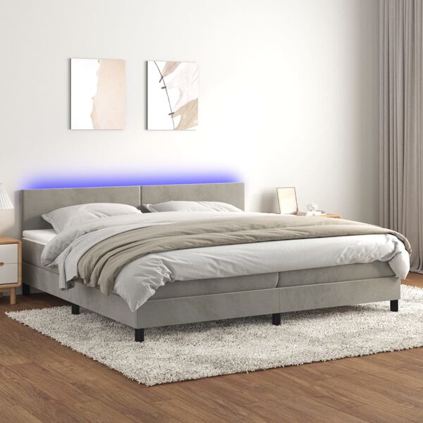 vidaXL &Kappa;&rho;&epsilon;&beta;ά&tau;&iota; Boxspring &mu;&epsilon; &Sigma;&tau;&rho;ώ&mu;&alpha; & LED &Alpha;&nu;.&Gamma;&kappa;&rho;&iota; 200x200 &epsilon;&kappa;. &Beta;&epsilon;&lambda;&omicron;ύ&delta;&iota;&nu;&omicron;