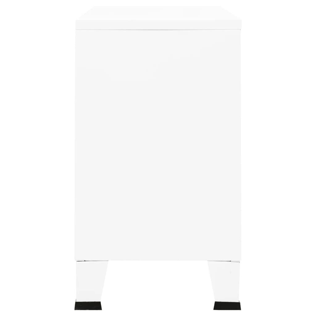 vidaXL Μπουφές Βιομηχανικό Στιλ Λευκός 105x35x62 εκ. Μέταλλο / Γυαλί
