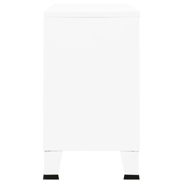 vidaXL Μπουφές Βιομηχανικό Στιλ Λευκός 105x35x62 εκ. Μέταλλο / Γυαλί