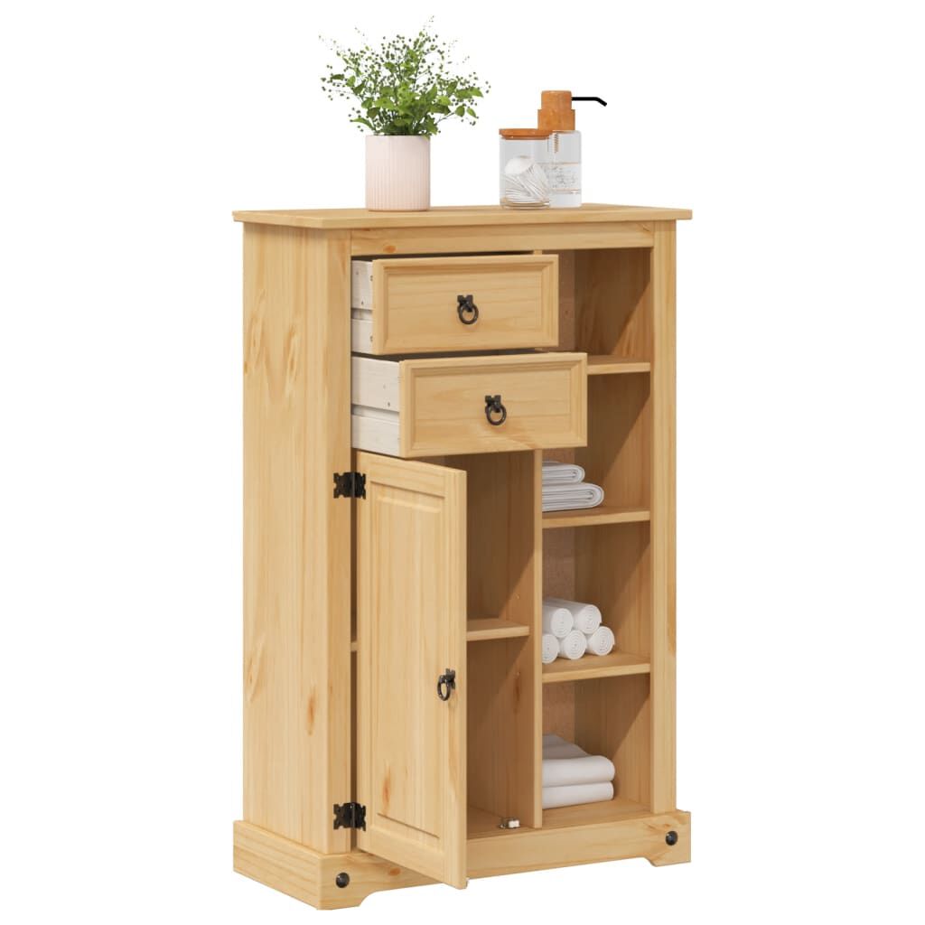 vidaXL Ντουλάπι Μπάνιου Corona 70x33x110 εκ. από Μασίφ Ξύλο Πεύκου