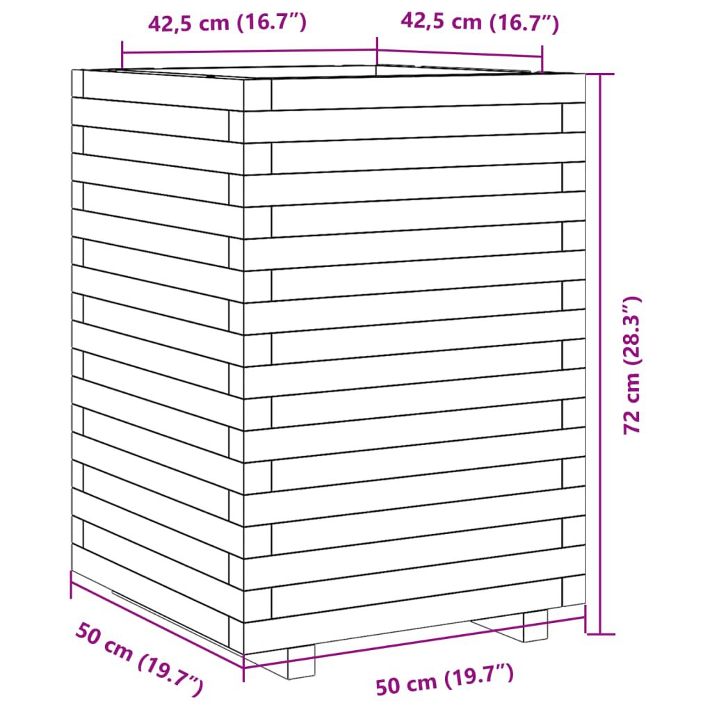 vidaXL Ζαρντινιέρα Κήπου 50x50x72 εκ. από Μασίφ Ξύλο Ψευδοτσούγκας