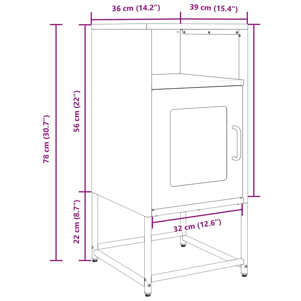 vidaXL Κομοδίνο ανθρακί 36x39x78 cm από χάλυβα ψυχρής έλασης