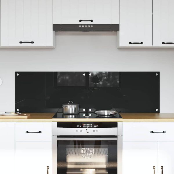 vidaXL Πίσω Πάνελ Κουζίνας Μαύρο 70 x 40 cm σκληρυμένο γυαλί