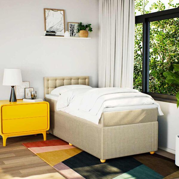 vidaXL &Kappa;&rho;&epsilon;&beta;ά&tau;&iota; Boxspring &mu;&epsilon; &Sigma;&tau;&rho;ώ&mu;&alpha; &Kappa;&rho;&epsilon;&mu; 80 x 200 &epsilon;&kappa;. &Upsilon;&phi;&alpha;&sigma;&mu;ά&tau;&iota;&nu;&omicron;