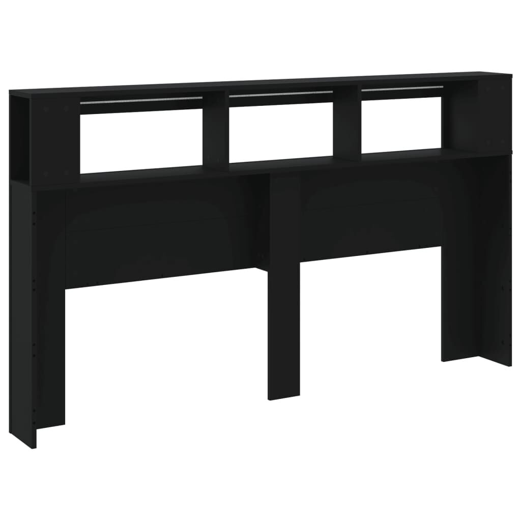vidaXL Κεφαλάρι Κρεβατιού με LED Μαύρο 180x18,5x103,5 εκ Επεξεργ. Ξύλο