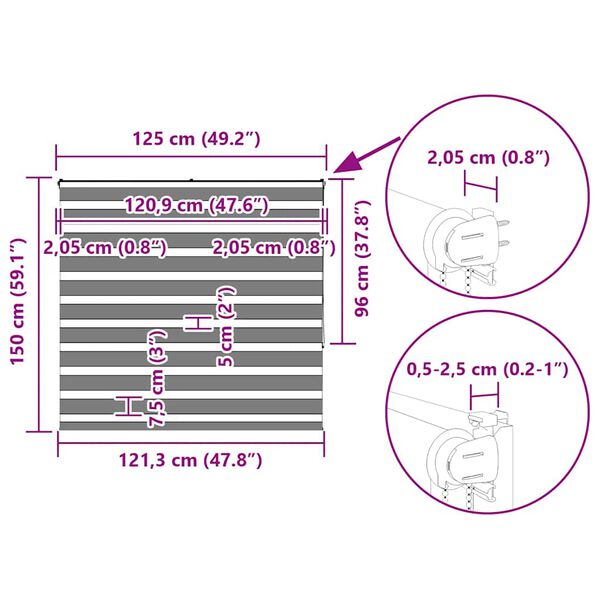 vidaXL Ζέβρα τυφλή Ανοιχτό Γκρι Πλάτος υφάσματος 120,9 εκ. Πολυεστέρας