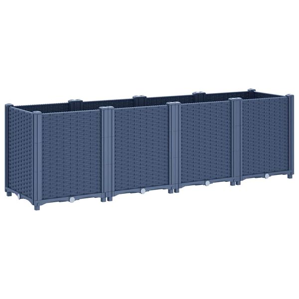 vidaXL Ζαρντινιέρα Κήπου Μπλε Γκρι 160x40x53 εκ. Πολυπροπυλένιο