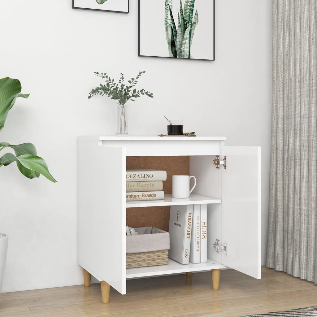 vidaXL Μπουφές Λευκός 60 x 35 x 70 εκ. από Επεξ. Ξύλο με Ξύλινα Πόδια