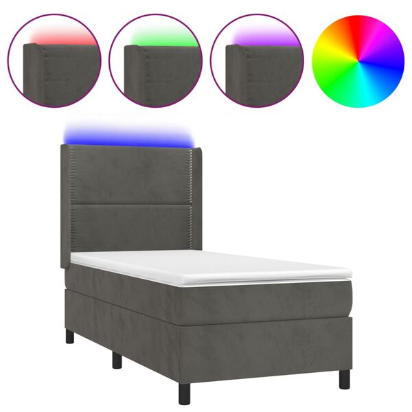vidaXL &Kappa;&rho;&epsilon;&beta;ά&tau;&iota; Boxspring &mu;&epsilon; &Sigma;&tau;&rho;ώ&mu;&alpha; & LED &Sigma;&kappa;. &Gamma;&kappa;&rho;&iota; 90x190 &epsilon;&kappa;. &Beta;&epsilon;&lambda;&omicron;ύ&delta;&iota;&nu;&omicron;