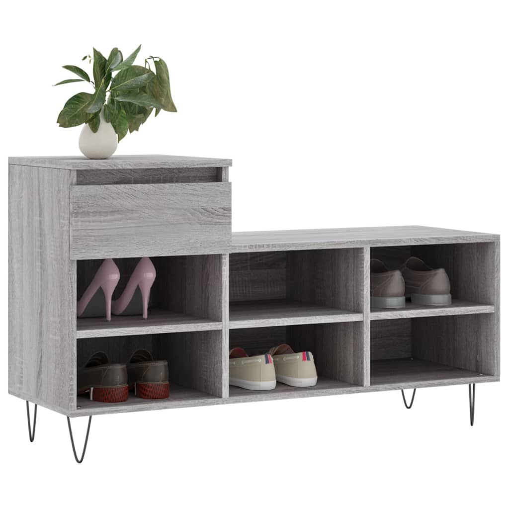 vidaXL Παπουτσοθήκη Γκρι Sonoma 102x36x60 εκ. από Επεξεργασμένο Ξύλο