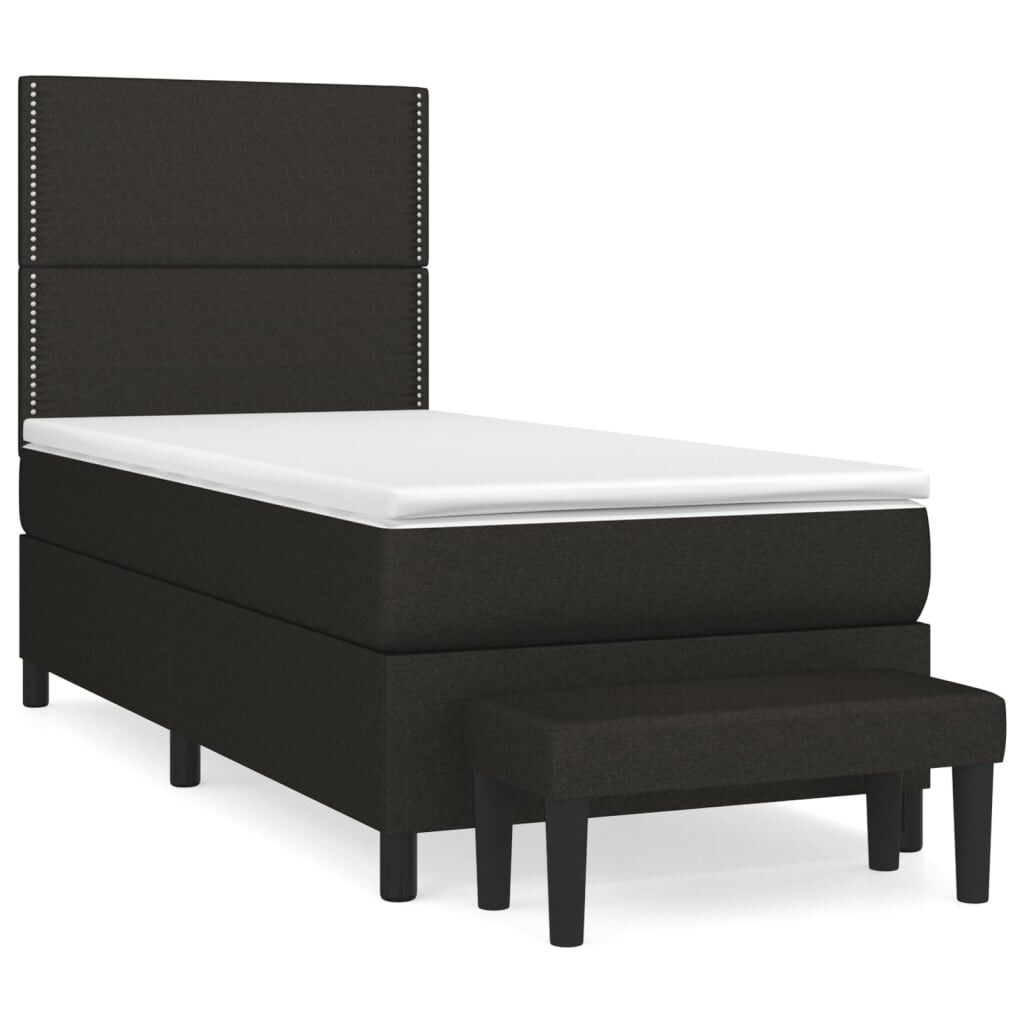 vidaXL Κρεβάτι Boxspring με Στρώμα Μαύρο 100 x 200 εκ. Υφασμάτινο