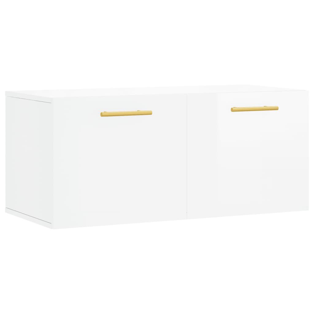 vidaXL Ντουλάπι Τοίχου Γυαλιστερό Λευκό 80x36,5x35 εκ. Επεξεργ. Ξύλο