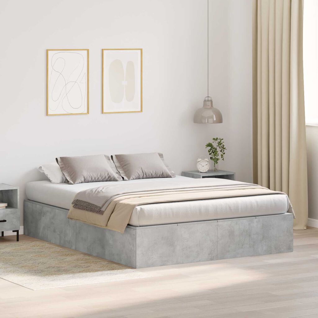 vidaXL Κρεβάτι Αποθήκευσης Γκρι Σκυρόδεμα 160x200 cm