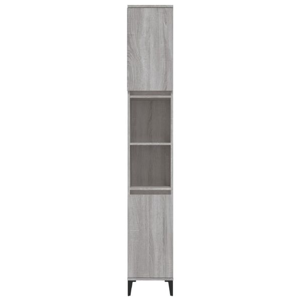 vidaXL Ντουλάπι Μπάνιου Γκρι Sonoma 30x30x190 εκ. Επεξεργασμένο Ξύλο