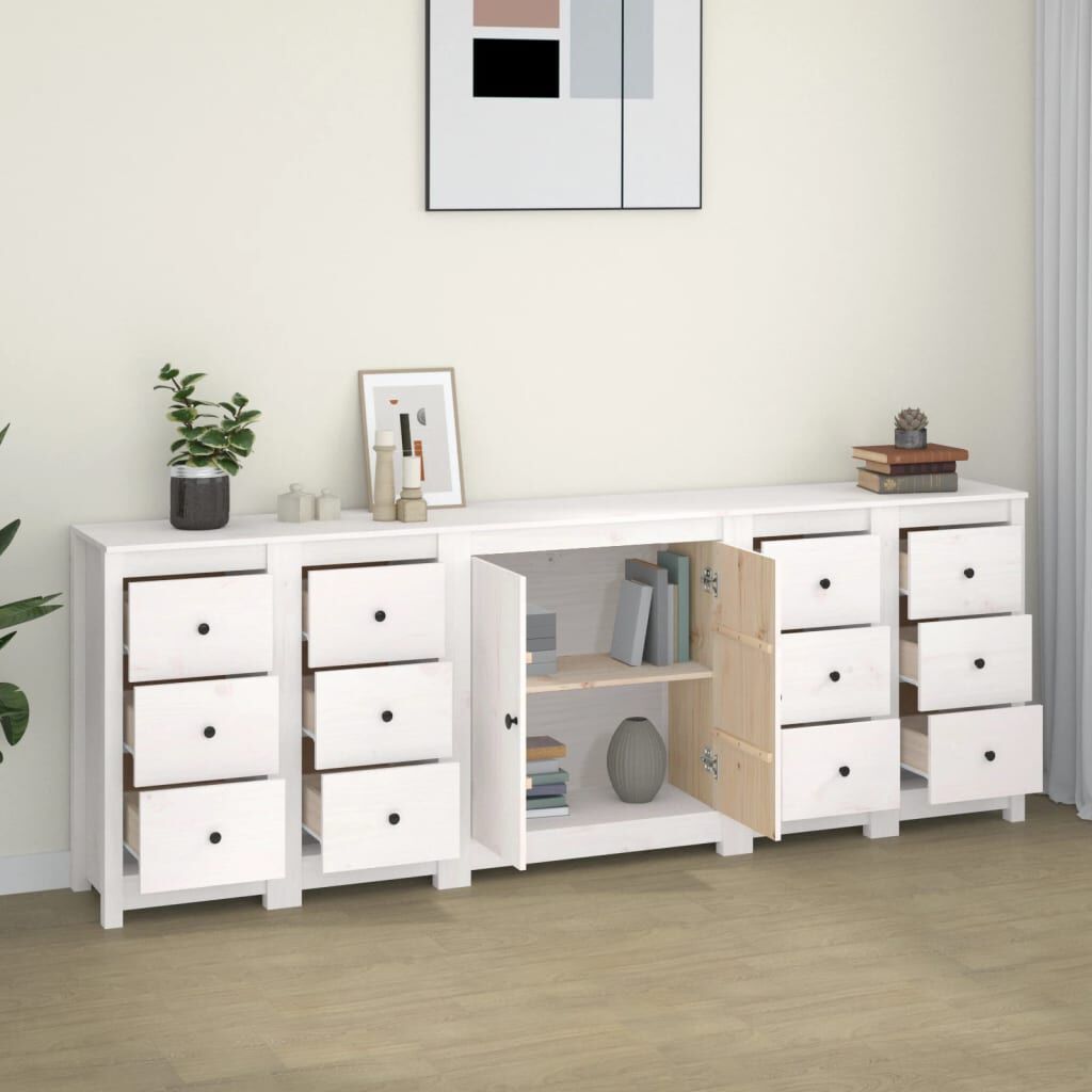 vidaXL Ντουλάπι Λευκό 230 x 35 x 80 εκ. από Μασίφ Ξύλο Πεύκου