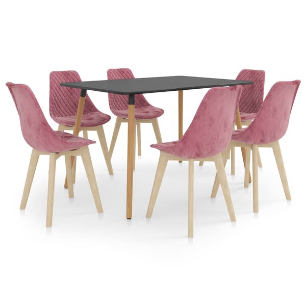 vidaXL Σετ Τραπεζαρίας 7 Τεμαχίων Ροζ