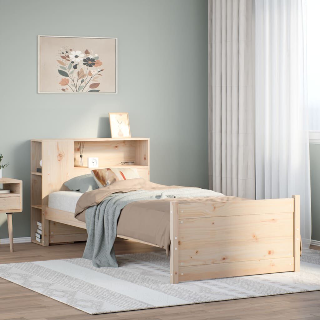 vidaXL Κρεβάτι Βιβλιοθήκη Χωρίς Στρώμα 75x190 εκ Μασίφ Ξύλο Πεύκο