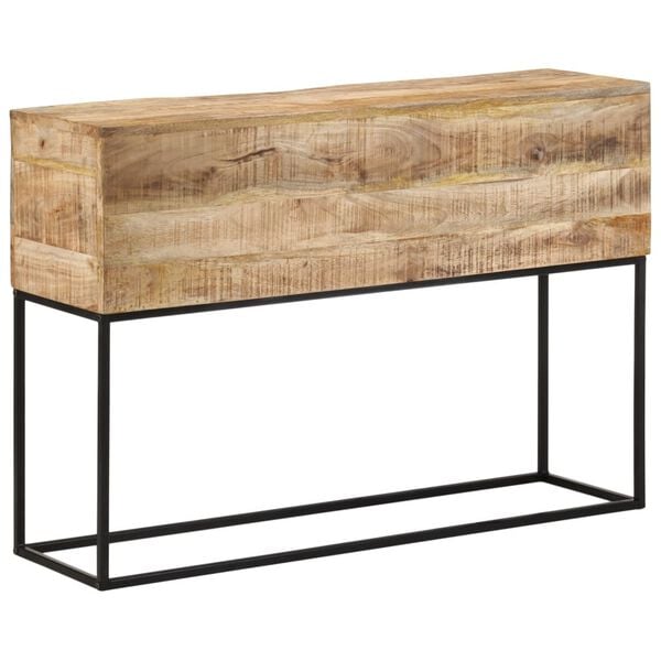 vidaXL Τραπέζι Κονσόλα 110x30x75 εκ. Μασίφ Ακατ. Ξύλο Μάνγκο/Σίδηρο