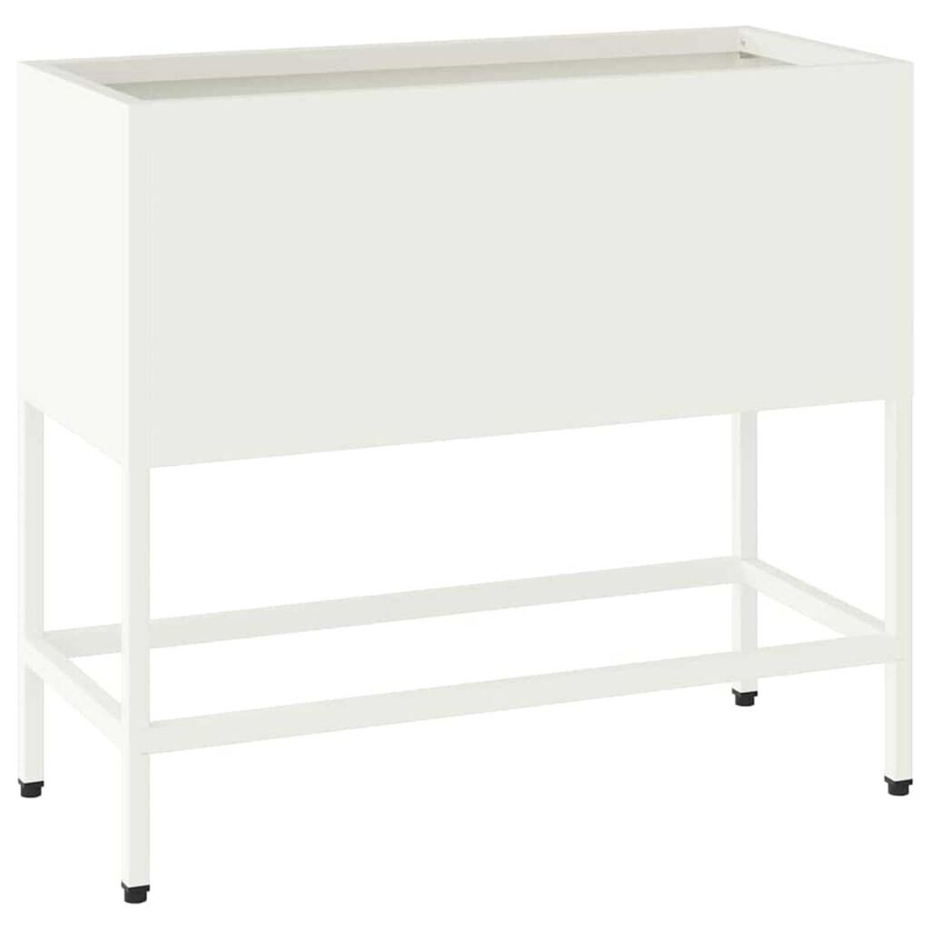 vidaXL Υψωμένη Γλάστρα Κήπου Λευκό 60 x 26 x 45 εκ Ατσάλι