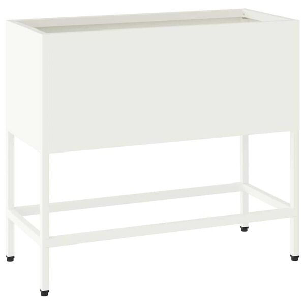 vidaXL Υψωμένη Γλάστρα Κήπου Λευκό 60 x 26 x 45 εκ Ατσάλι