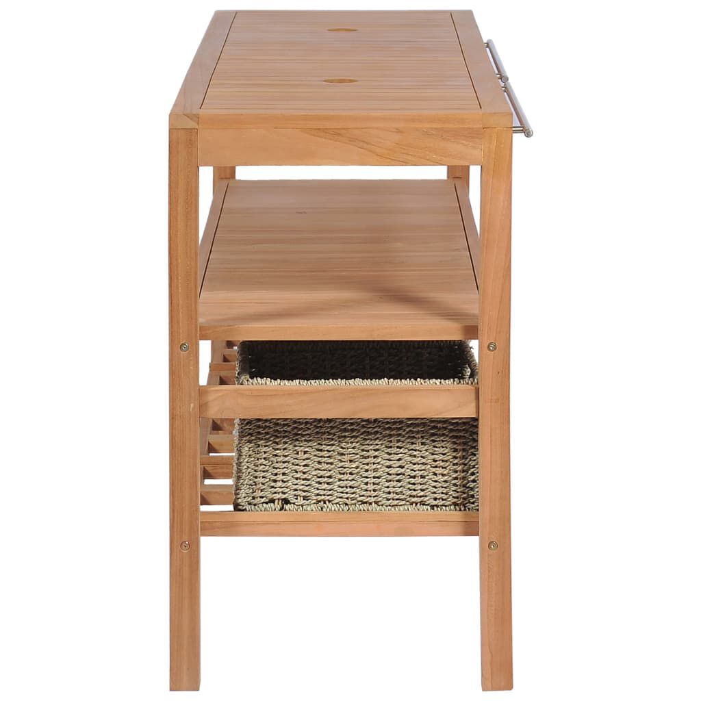vidaXL Έπιπλο Μπάνιου 132x45x75 εκ. από Μασίφ Ξύλο Teak με 4 Καλάθια