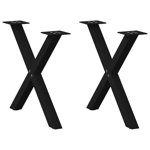 vidaXL Πόδια Τραπεζιού Σαλονιού σε Σχήμα Χ, 2 τεμ. Μαύρο, Ατσάλι 60x(42-43) εκ.