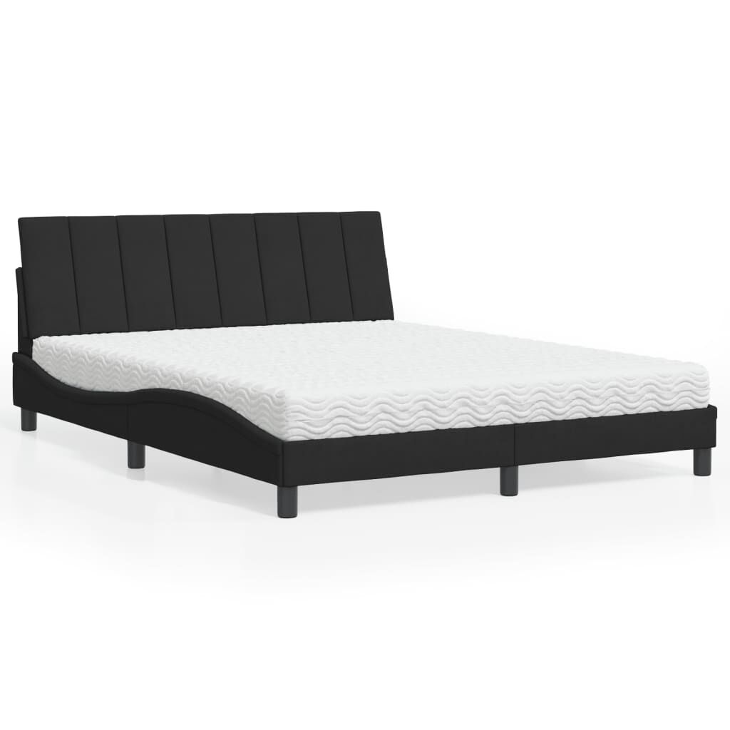 vidaXL Κρεβάτι με Στρώμα Μαύρο 160x200 εκ. Βελούδινο