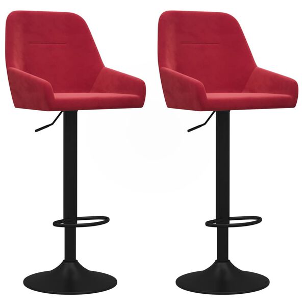 vidaXL Σκαμπό Μπαρ 2 τεμ. Μπορντό Βελούδινα