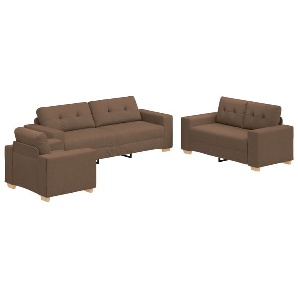 vidaXL Σετ Καναπέ με μαξιλάρι με μαξιλάρι 3 pcs Καφέ ύφασμα