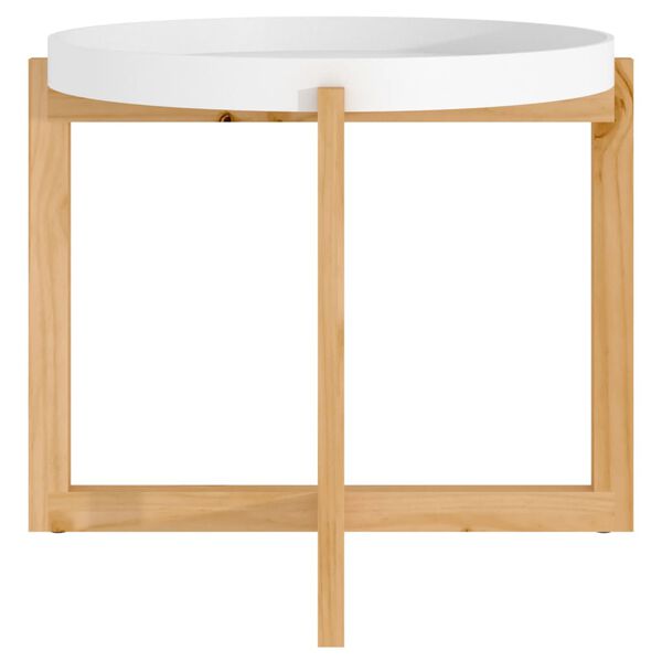 vidaXL Τραπεζάκι Σαλονιού Λευκό 53x53x43,5 εκ. Επεξ. Ξύλο&Μασίφ Πεύκο