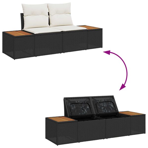 vidaXL Σετ Καναπέ Κήπου 3 pcs Μαύρο και κρεμ 239 x 62 x 85 εκ