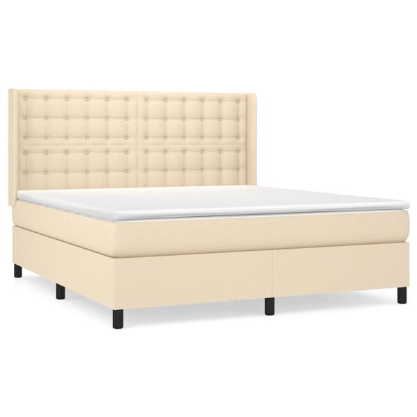 vidaXL &Kappa;&rho;&epsilon;&beta;ά&tau;&iota; Boxspring &mu;&epsilon; &Sigma;&tau;&rho;ώ&mu;&alpha; &Kappa;&rho;&epsilon;&mu; 160x200 &epsilon;&kappa;. &Upsilon;&phi;&alpha;&sigma;&mu;ά&tau;&iota;&nu;&omicron;