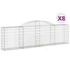 vidaXL Συρματοκιβώτια Τοξωτά 8 τεμ. 300x30x80/100 εκ. Γαλβαν. Ατσάλι