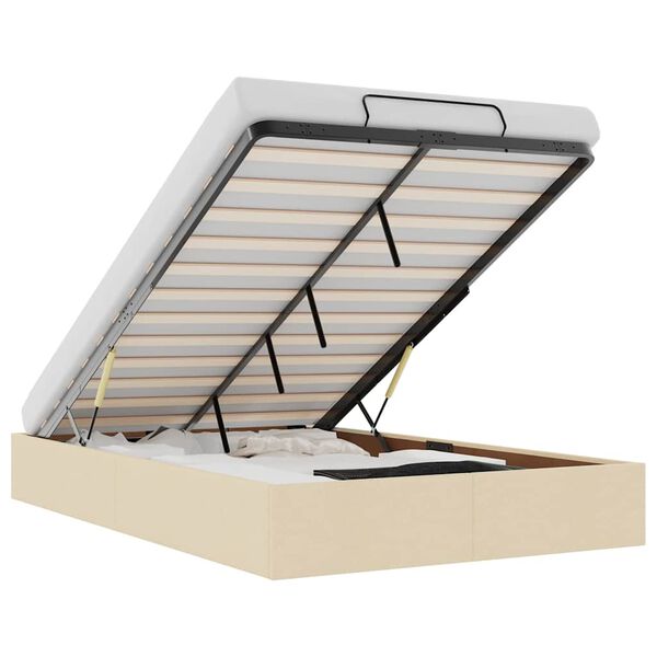 vidaXL Οθωμανικό πλαίσιο κρεβατιού χωρίς στρώμα Κρέμα 120x190cm Ύφασμα