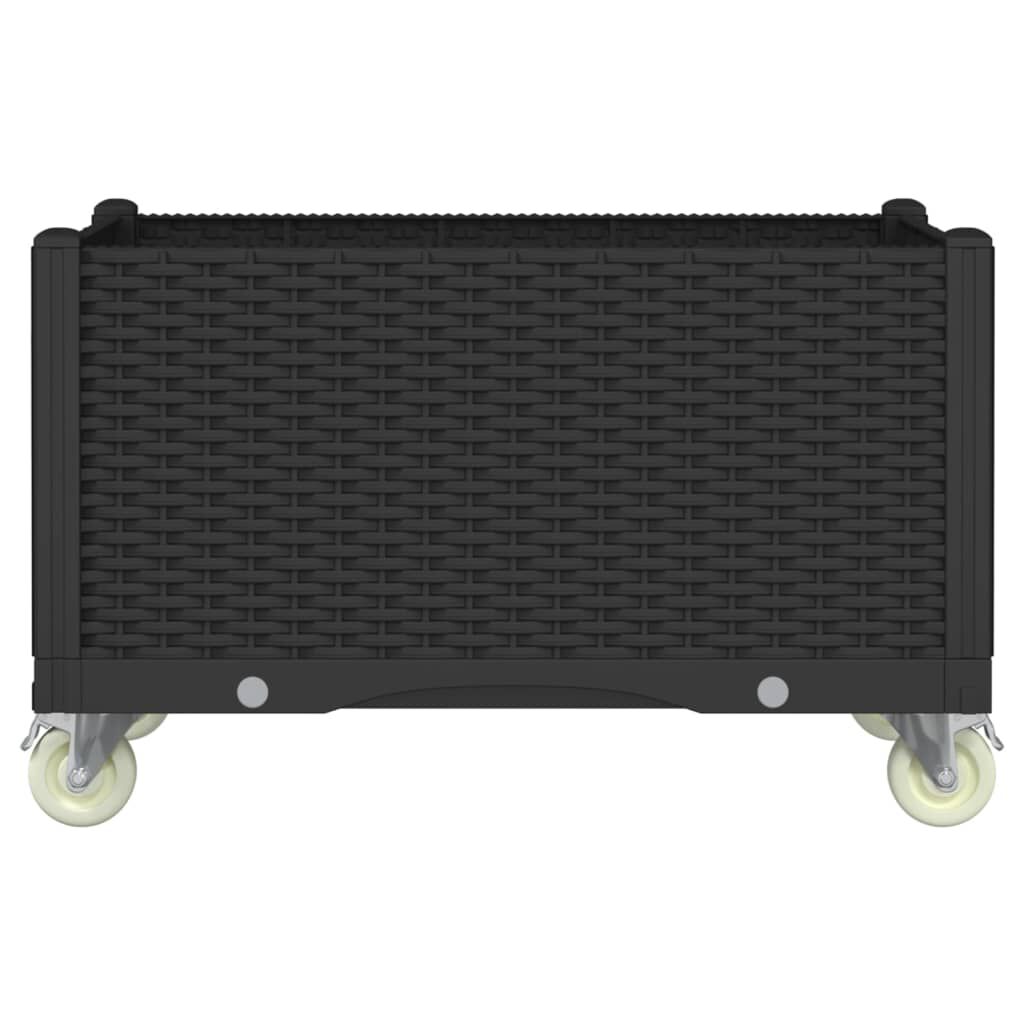 vidaXL Ζαρντινιέρα Κήπου με Ροδάκια Μαύρο 80x50x54 εκ. Πολυπροπυλένιο