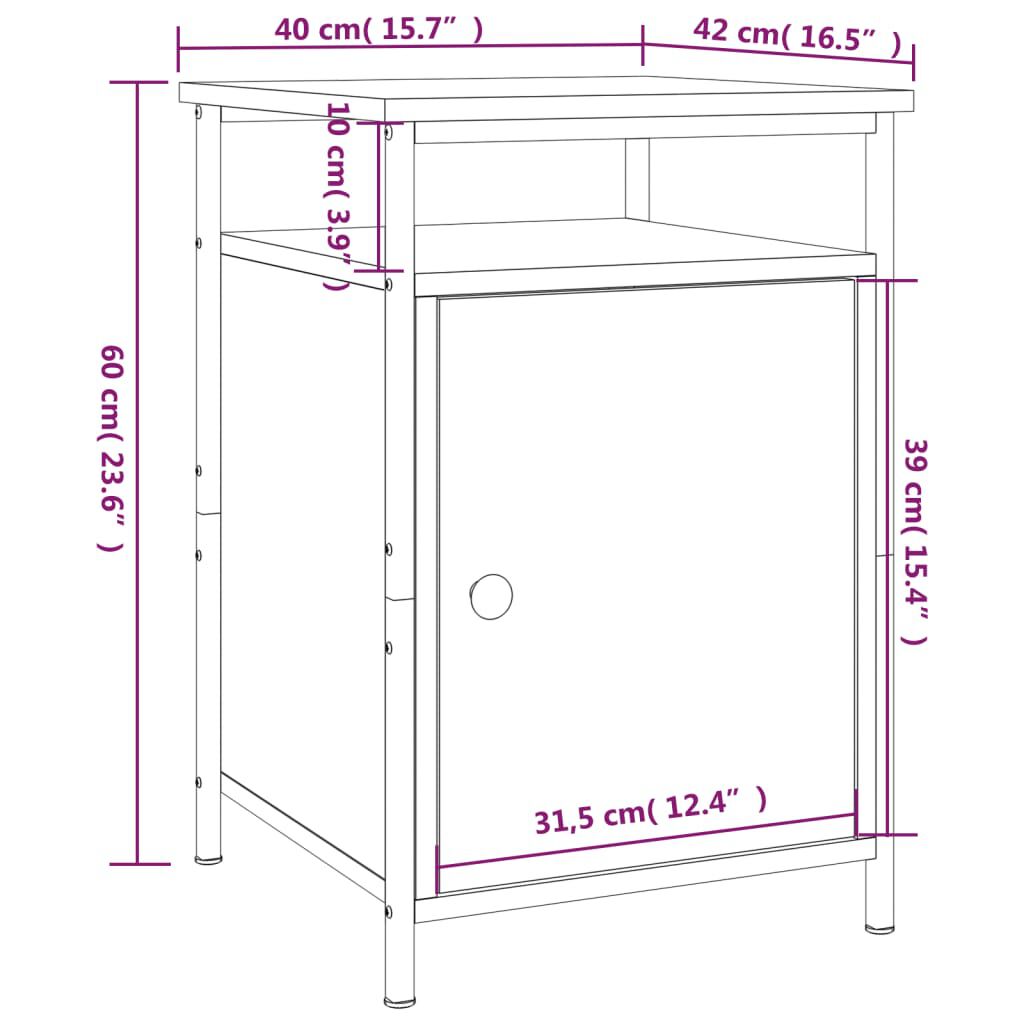 vidaXL Κομοδίνα 2 τεμ. Sonoma Δρυς 40x42x60 εκ. από Επεξεργασμένο Ξύλο