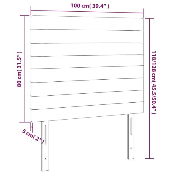vidaXL Κεφαλάρια Κρεβατιού 2 τεμ. Αν. Γκρι 100x5x78/88 εκ. Βελούδινο